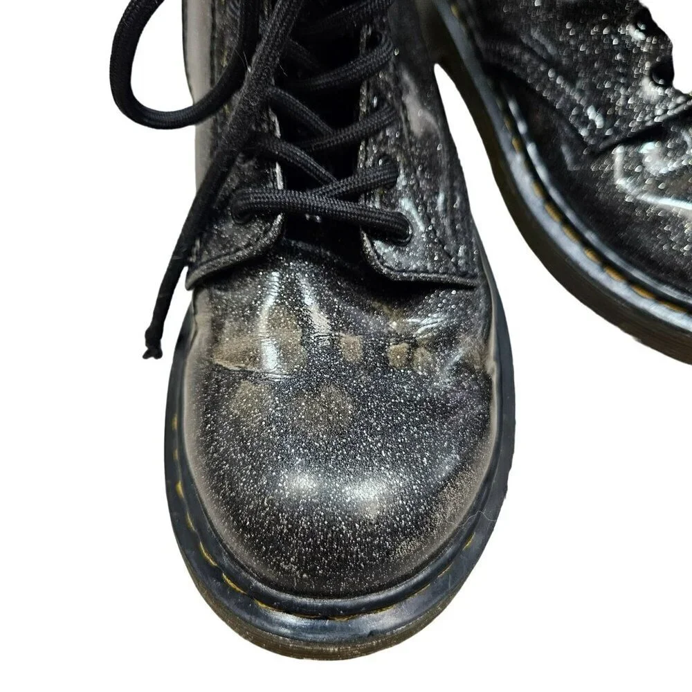 Dr. Martens 1460  Black Glitter J Girls Boots Size 1‎ US Black Glitter Lace-Up
